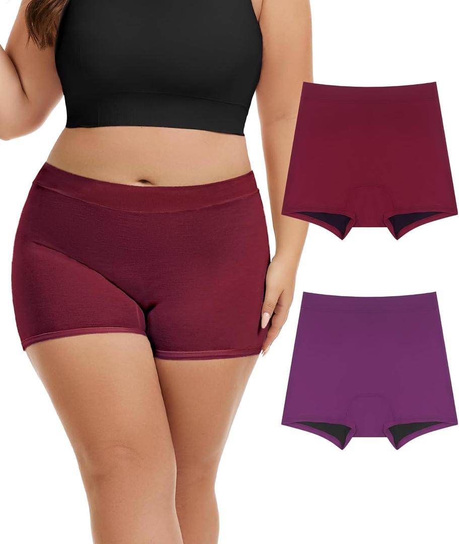 Incontinence Underwear for Women, Washable Reusable Boyshorts, High Waisted Leakproof Period Panties for Postpartum (Medium, Multicolor01)