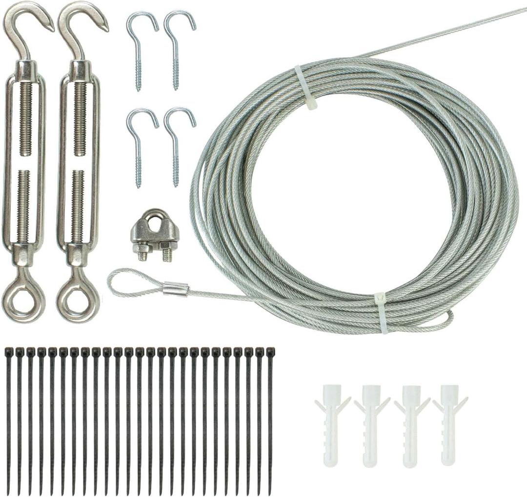 Newhouse Lighting 48 ft String Light Hanging, Mounting Kit, Wire, Mounting Hooks