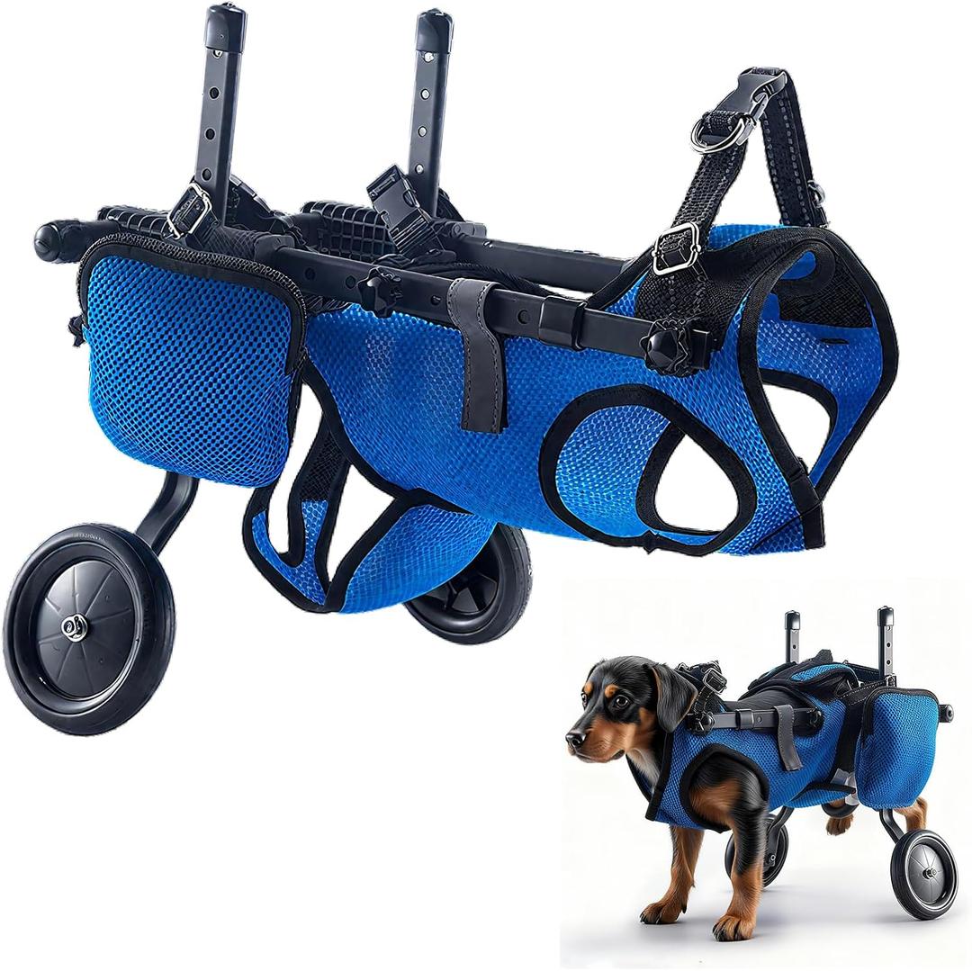 Dog Wheelchair for Back Legs - Lightweight Adjustable Wheelchair for Dogs, Hind Limb Cart for Small & Medium Dogs with Pee/Poop Bags, Small Dog Wheelchairs for Back Legs