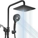 Ryamen Dual Shower Head Combo, 8'' High Pressure Rain Shower Head with Handheld Spray, 6 Settings Handheld Showerhead, 15" Height Adjustable Slide Bar, Angle Adjustable, Matte Black