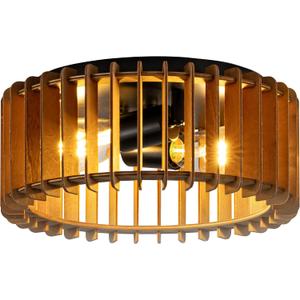 Wood Flush Mount Ceiling Light, 2-Light Farmhouse Ceiling Light, Rustic Light Fixture for Hallway, Entryway, Bedroom, Kitchen