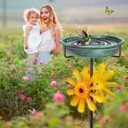 Metal Bird Bath for Outside with Wind Spinner, 48.8 Vintage Freestanding Birdbaths & Birdfeeder with Windmill, Easy to Clean Bird Baths Feeder Bowl for Outdoors Garden Yard Lawn Decor (Retro Green)