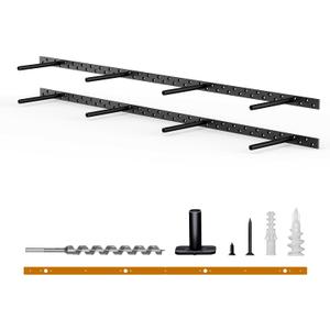 2pcs Floating Shelf Bracket Heavy Duty Floating Mantel Bracket Black Metal Decorative Floating Shelf Hardware Hidden Shelving Mounting Brackets (43X8X1)