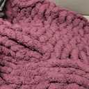 Chunky Knit Blanket Throw - 100% Hand Knitted Chunky Soft Throw Blanket for Couch, Thick and Warm Blanket for Winter, Red, 50x60 Inches