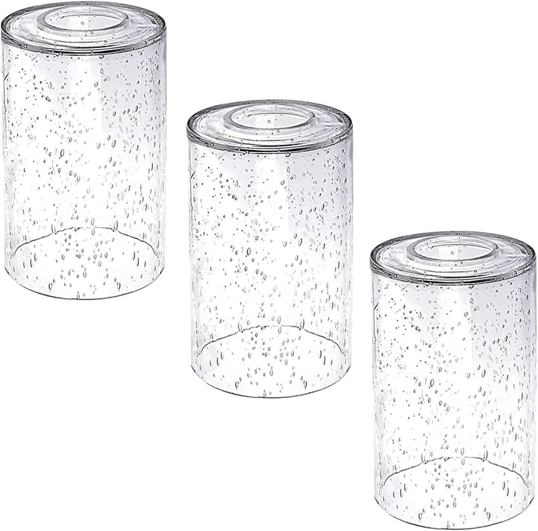 3 Pack Clear Seeded Glass Lamp Shades, 5.9in Height, 3.9in Diameter, 1.7in Fitter, Cylinder Bubble Glass Shade Covers, Seeded Glass Replacement for Pendant Light Chandelier Wall Sconce