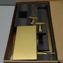 TQKAG 5-Pieces Brushed Gold Bathroom Hardware Accessories Set 23.6" SUS304 Stainless Steel Towel Bar Set Wall Mounted Square Toilet Paper Holder with Shelf