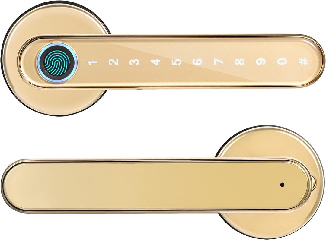 4-in-1 Keyless Entry Smart Lock, Fingerprint + Code + Mechanical Keys + Bluetooth (Polished Brass)