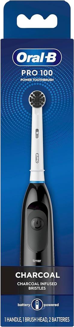 Oral-B Pro 100 Charcoal, Battery Powered Electric Toothbrush, Black