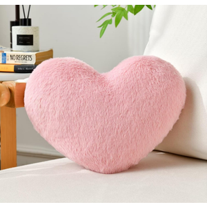 XIAIJIA Heart Pillow Pink Heart Shaped Pillow Soft Rabbit Fur Small Decorative Pillow for Bed Heart Cushion for Couch Girls Women Day Gift