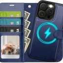 OCASE for iPhone 15 Pro Case Detachable Wallet Case with Card Holder, 2 in 1 Pu Leather Flip Folio with RFID Blocking Stand Wrist Strap Shockproof Phone Cover 6.1 Inch, Blue