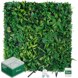 Grooy Artificial Boxwood Panels, Grass Wall Panels 20"x20"(8pcs), Privacy Hedge Fence Screen with UV Protection, Fake Greenery Backdrop for Indoor Wedding and Outdoor Garden Backyard (Dracaena)