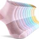 CS CELERSPORT 5 Pairs Women's Ankle Socks Running Athletic Sport Socks with Cushion, Small