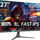 27 inch 1440P Gaming Monitor, 180Hz/144Hz Fast IPS 2K Computer Monitor with Speaker, Free-Sync & G-SYNC, 125% sRGB, HDR10, HDMI x2, DisplayPort x2, Compatible with Switch/Xbox/PS5, VESA Mountable