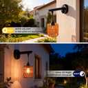 Solar Outdoor Wall Lights, 2 Pack Boho Rattan Lantern Wall Sconce, IP65 Solar Sconce Lights Outdoor Waterproof, Motion Sensor with 3 Modes, Dusk to Dawn for Porch Patio Garage Yard Decor
