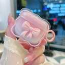 Cute AirPods 4 Clear Case, Girly 3D Bow Design Soft TPU Protective Shockproof Kawaii Airpod iPod 4th Generation Cover with Cleaner Kit & Keychain for Girls Women
