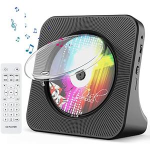 Gueray Portable CD Player, Bluetooth CD Kpop Player for Desktop with HiFi Sound Speaker, FM Radio CD Music Player for Home with Remote Control, Dust Cover, LED Screen, Support AUX/USB, Headphone Jack Black