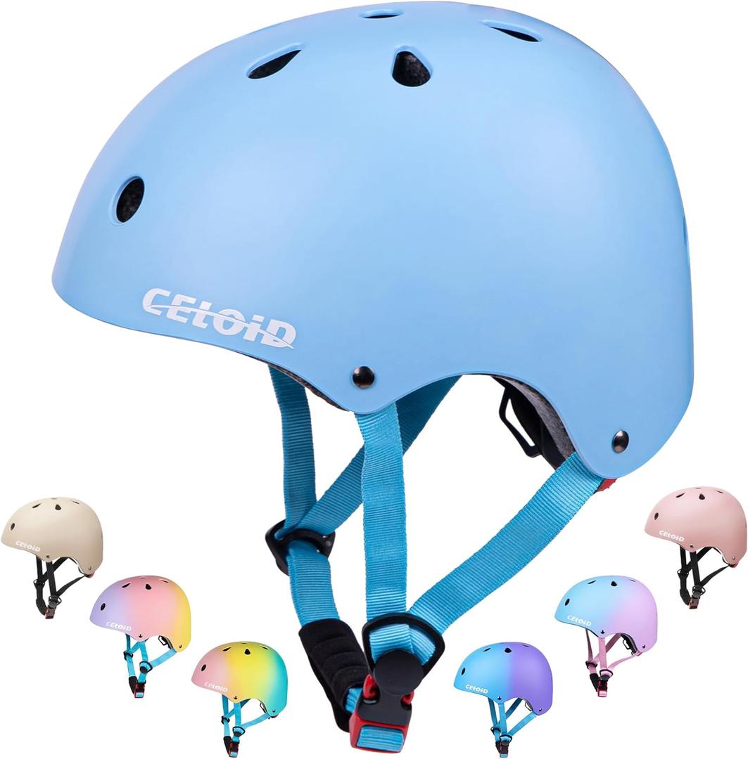 CELOID Kids Bike Helmet,Youth Skateboard Helmets for Ages 8-10-14 Years Boys Girls，Adjustable Multi-Sport Bicycle Skateboarding Roller Skating Scooter Balance Bike Helmet,Sky Blue 