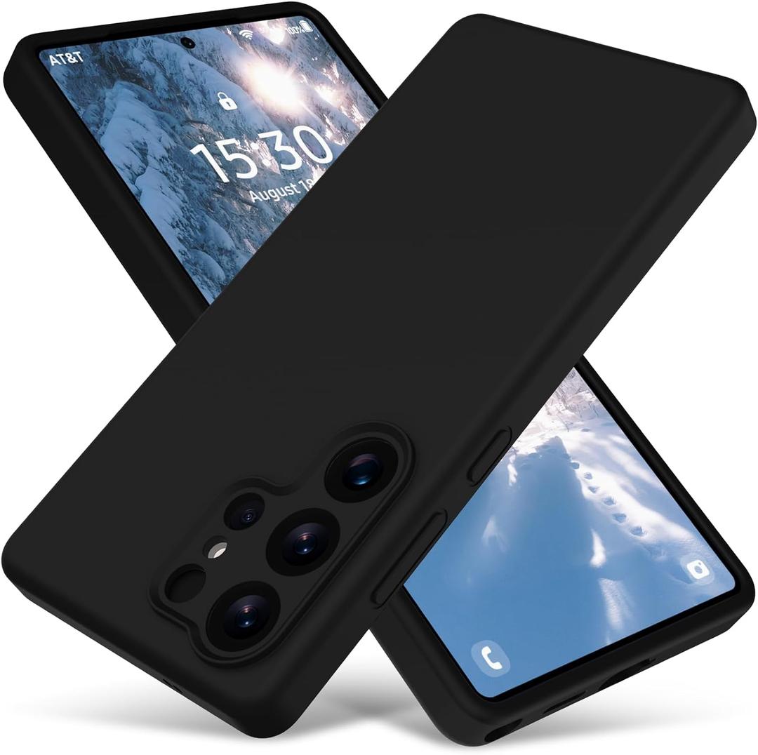 Varikke for Samsung Galaxy S25 Ultra Case, Liquid Silicone Upgrade [Full Camera Protection] [Anti-Scratch Microfiber Lining] Slim Soft Touch Gel Rubber Shockproof Phone Case 6.9", Black
