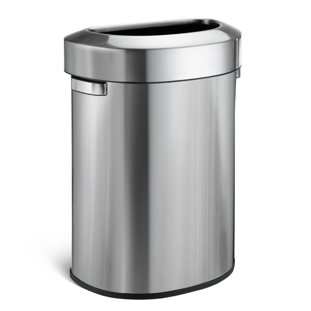 Home Zone Living 18 Gallon Commercial Trash Can with Removable Open Top Lid