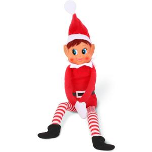 Christmas Elf Behaving Badly Plush Toy | Elfette Novelty Long Bendy Naughty Girl Christmas Doll | 12 Inches (Red)