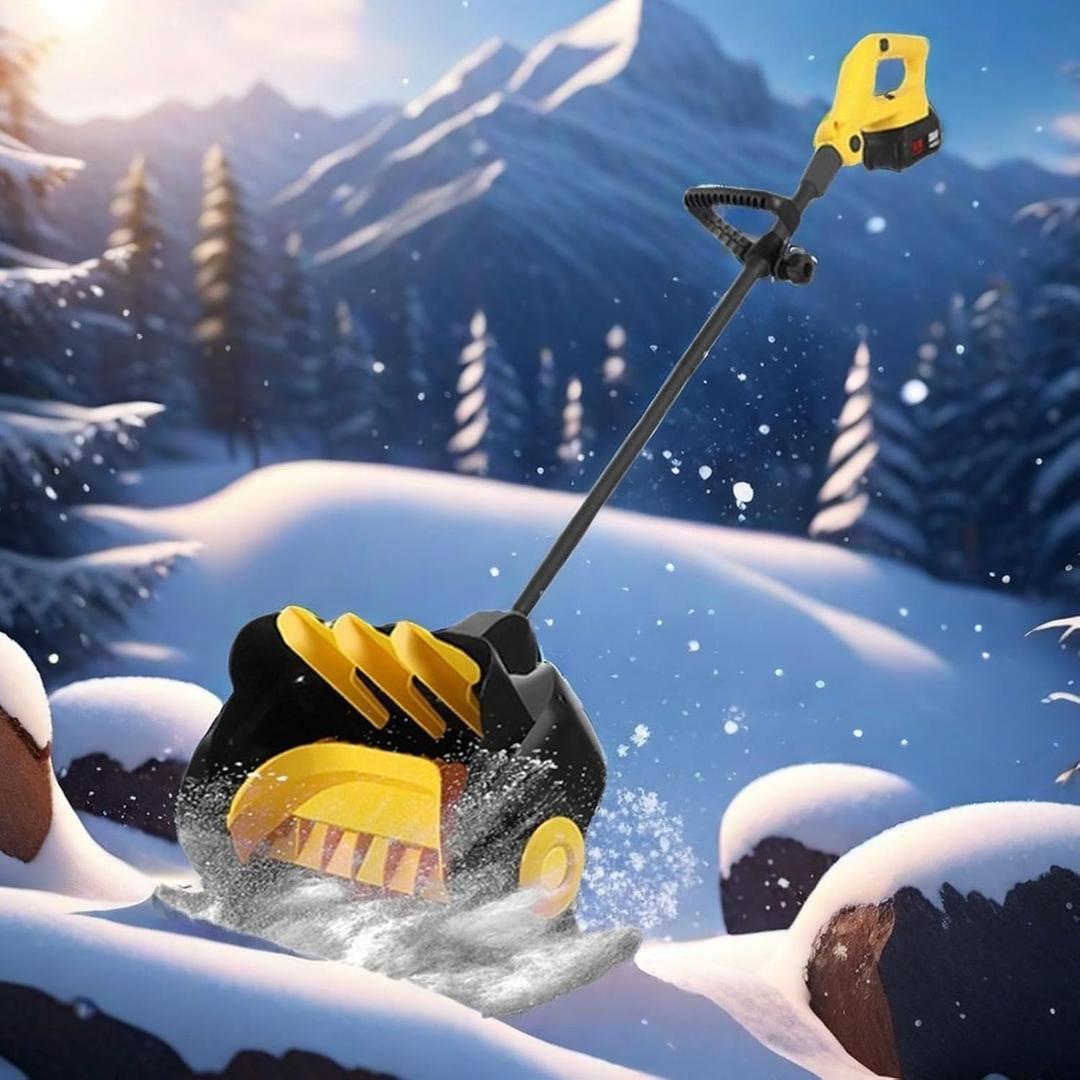 Cordless Snow Shovel, 21V | 4-Ah Cordless Snow Blower, Battery Snow Blower with Directional Plate & Adjustable Front Handle (4-Ah Battery & Quick Charger Included),2xbattery