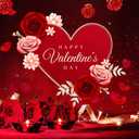10x8ft Happy Valentines Day Backdrop Red Love Hearts Photography Backdrops Valentines Party Decorations for Valentine's Day Banner Studio Prop F26 (10X8FT)