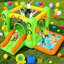 Inflatable Bounce House, Indoor Outdoor Blow up Bouncy House Bouncer Castle with Splash Pool, Bouncer, Blow up Jump Bouncy Castle Water Park for Teens Backyard Party, Green 15 x 15 x 16 inches