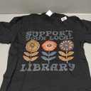 Groovy Support Your Local Library Book Reader Lover Bookworm T-Shirt (Small, Black)