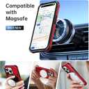 LUMARKE Strong Magnetic for iPhone 15 Pro Case - Military-Grade Drop Tested - Built-in Kickstand Shockproof Protective Phone Cover 6.1 for Women and Girls- Red