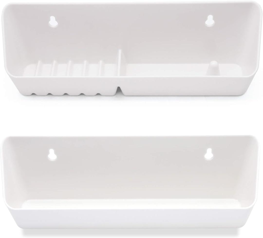 Tip Out Sink Tray, 11inch Sink Front Tip Out Tray for Kitchen and Bathroom Base Cabinet, 2 Packs Pull Out Shelf Home White Organizer