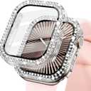 KADES Bling Case for Apple Watch 38mm with Built-in Screen Protector, Sparkling Rhinestone Protective Cover Compatible with Apple Watch Series 3 2 1 (38mm, Clear)