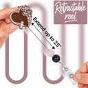 2 x Black Leopard & Rose Gold Heart Badge Reel Retractable ID Name Holder Clip, Beaded Glitter Badge Reels for Nursing Nurse Teacher Student