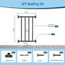 38in H x 2ft W Aluminum Horizontal Deck Railing Kit,1 Panel
