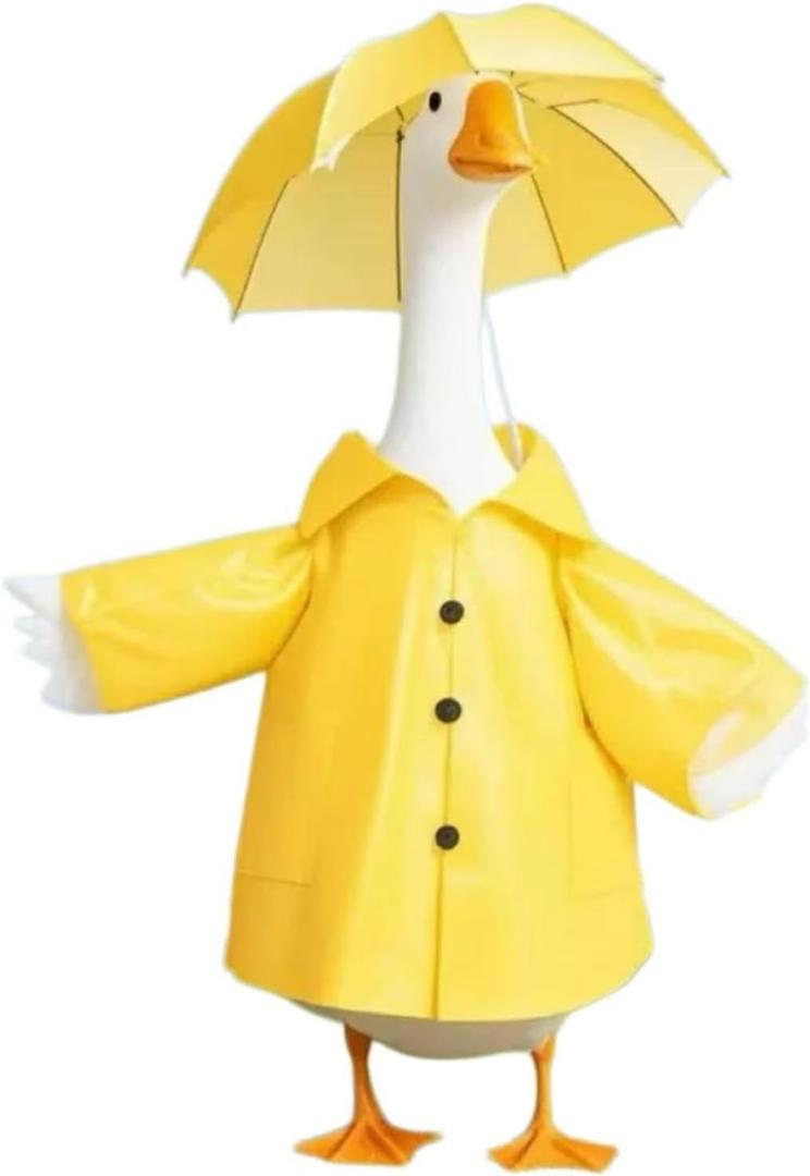 FLAIR GIFTS Yellow Raincoat Goose Outfits Porch Goose Waterproof Clothes with Umbrella Hat Rubber Duckie Fits 23" Geese Statue for Spring Summer Garden Lawn Patio Yard Outdoor Decor (Rubber Duckie)