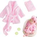 M&G House Newborn Photography Props Bathrobe Outfits Baby Photoshoot Props Robe Girl Baby Photo Prop Outfit Bathrobe (01 Pink(0-6 Months))