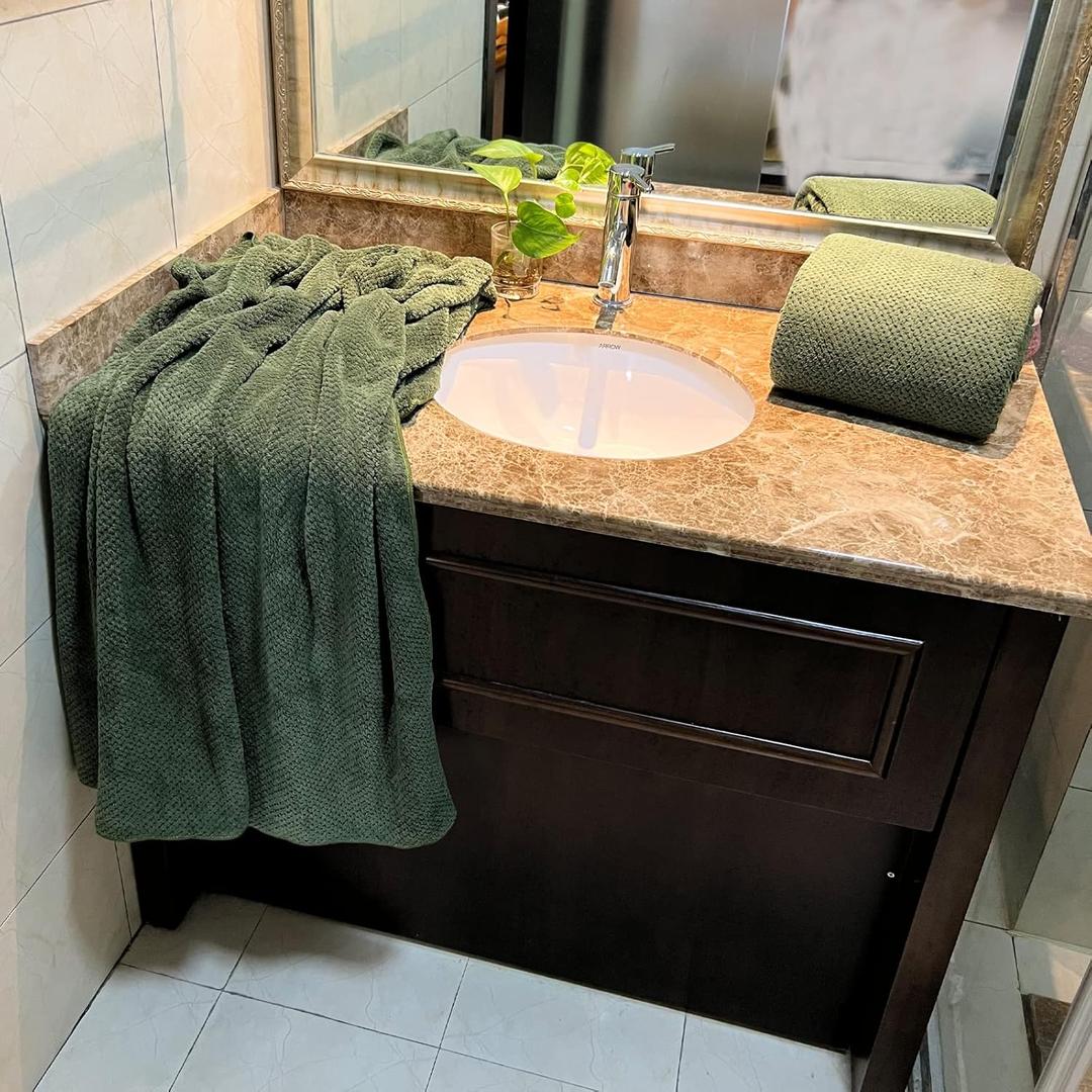 YTYC 39x78 Inch Oversized Bath Sheets Extra Large Bath Towels Set of 6 Super Soft Luxury Microfiber Shower Towels for Bathroom 80% Polyester(Olive Green,3 Piece)