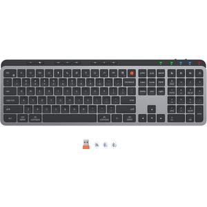 MEETION K9990 Slim Wireless Bluetooth Keyboard, Low Profile Quiet Typing, 3-Device Switching (2.4G+BT), Rechargeable Full Size Keyboard, Scissor Switch, for Windows Mac PC Desktop Laptop Tablet,Black