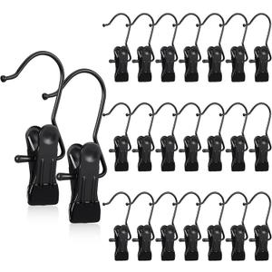 Hotop Boot Hanger Clips for Closet, Laundry Hanging Hooks Heavy Duty Clips Boot Holder Portable Single Hooks Space Saving for Pants Jeans Clothes Hats Tall Towels(Black,20 Pieces)