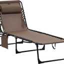 Outsunny Reclining Chaise Lounge Chair, Portable Sun Lounger, Folding Camping Cot with Adjustable Backrest and Removable Pillow, for Patio, Garden, Beach, Brown