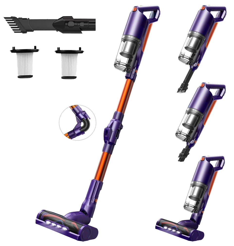 Whall Cordless Vacuum Cleaner, Upgraded Strong Suction Brushless Motor Cordless Stick Vacuum Cleaner, Lightweight Handheld Vacuum for Home Pet Hair Carpet Hard Floor, up to 55mins Runtime,Blue