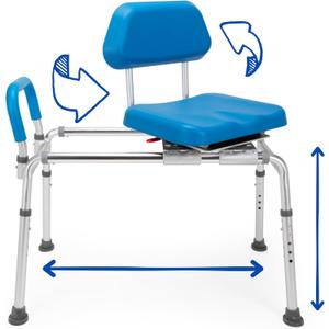 Mobo Sliding Shower Chair, Tub Transfer Bench with Swivel Seat - Adjustable Height, Locking Mechanism - Water Proof, 330 lbs Weight Capacity, Inside Shower for Elderly, Seniors, Handicap