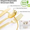Supernal 180 pieces Gold Plastic Silverware, Disposable Plastic Utensils Heavy Duty, Gold Disposable Silverware Sets Include 60 Knives, 60 Forks and 60 Spoons, Suitable for Party, Birthday, Wedding
