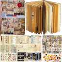 157 Pcs DIY Vintage Journal Set for Women Gifts Scrapbook Diary Supplies including Aesthetic Journals, Scrapbook Paper, Washi Stickers, Scrapbook Stickers (Red Edge)