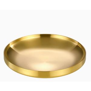 Gold Round Tray,Decorative Antique Bowl,Stainless Steel Fruit Bowl for Entryway Table Kitchen Counter,Jewelry Dish Candle Plate for Home,Dining Table,Shoe rack Decor (Gold, 9.06)