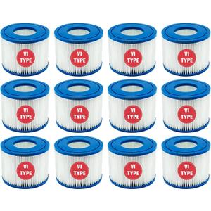 Type vi spa Filters and hot tub Filters Replacement Cartridge for Inflatable hot tubs requiring Type VI Filters, 4.2 x 3.1 inches (12 pcs)