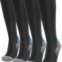 Compression Socks for Men & Women 20-30 mmHg Graduated Compression Knee High for Running, Athletic (Xx-large, (2 Pairs) Black With Egyptian Blue)