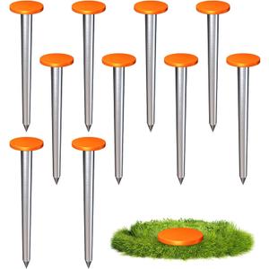 10 Pcs Stainless Steel Survey Markers Stakes 1.57 x 6.7 Inch Low Profile Survey Marker Property Line Markers Heavy Duty Survey Markers for Garden Paver Lawn Edging Tarps Weed Barriers