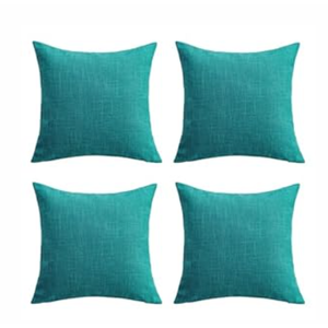 Set of 4 Light Green Throw Pillow Covers Neutral Textured Linen Decorative Pillowcases 18x18 Inch, Farmhouse Rustic Outdoor Pillow Cover Square Accent Cushion Cases for Sofa Couch Home