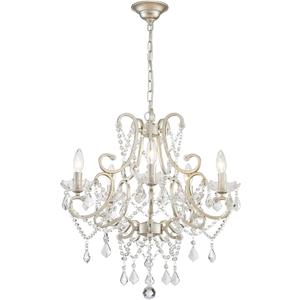 Crystal Chandelier, 5-Light Modern Chandelier for Dining Room Light Fixture, Nickel Finish Pendant Ceiling Light Fixture, Modern Candle Chandelier for Living Room Kitchen Island Entryway Bedroom (27" High 22.7" Wide)