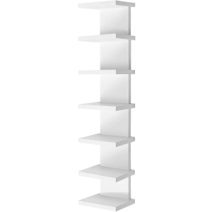 YEXEXINM 7 Tier Wall Shelf Unit - Narrow Smooth Laminate Finish - Vertical Column Wall Decor Mount Floating Storage Home Decor Organizer Tall Tower Utility Shelf for Bedrooms, Living Rooms